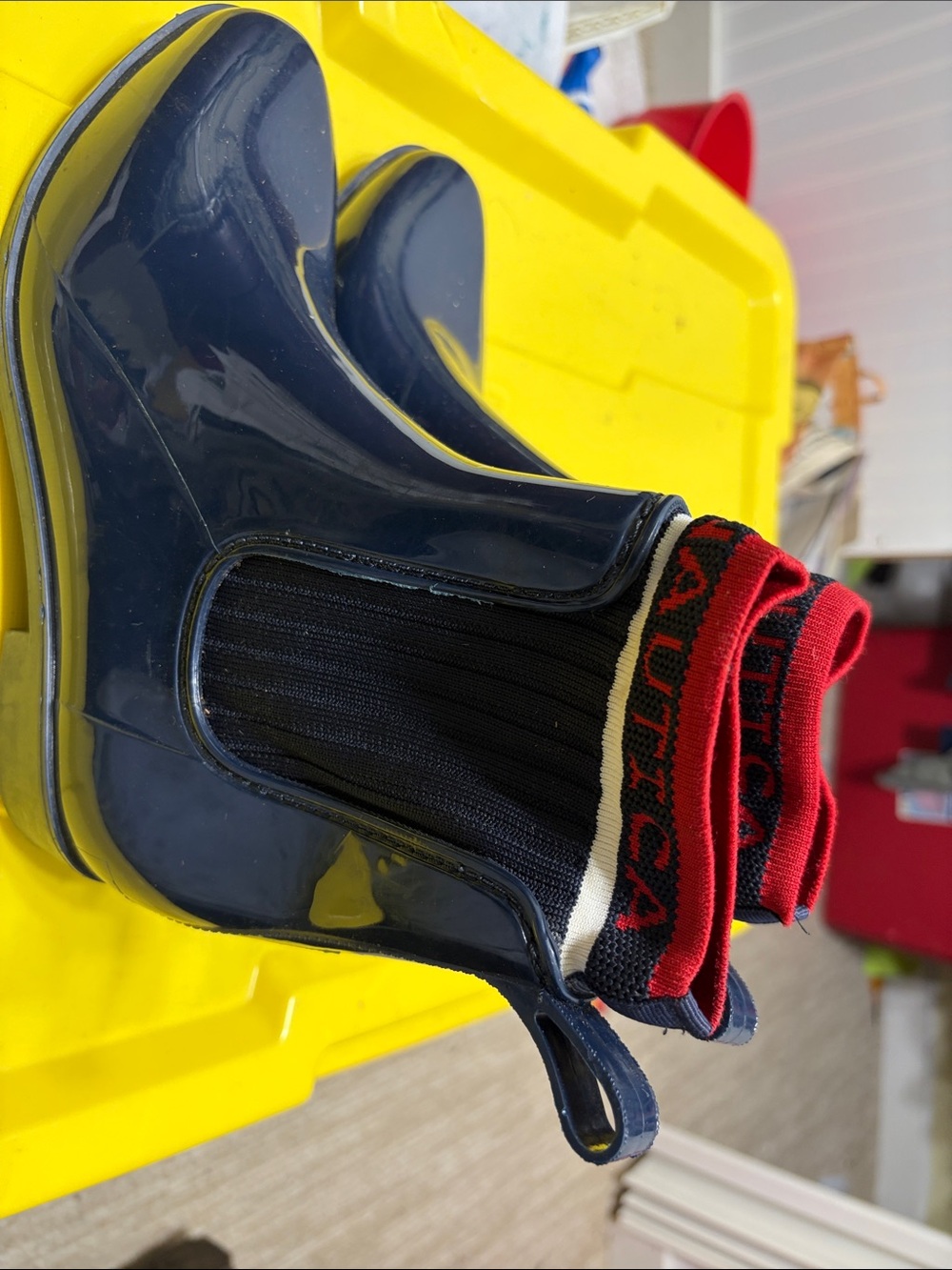 Nautical rain boots